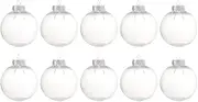 Ciieeo 10pcs Clear Christmas Baubles Fillable Christmas Balls 8cm Round Ornament Balls DIY Xmas Tree Pendant Candy Container