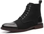 [Cachorro] Outdoor Autumn And Winter High Top Men's Boots, Medieval Leather Renaissance Casual Fashion Boots, Motorcycle Combat Suede Shoes, 1 Pair,Black,41