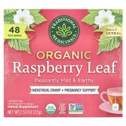 Traditional Medicinals, Organic Raspberry Leaf, Caffeine Free, 48 Wrapped Tea Bags, 2.53 oz (72 g)