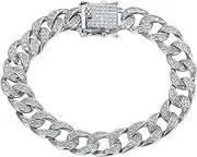 [LOEXZAH] 8MM Width Men's Moissanite Bracelet 18K VVS 925 Sterling Silver Bracelets for Men Moissanite Chain Men Diamond Bracelet for Women Lab Diamond Bracelet Diamond Tennis Chain