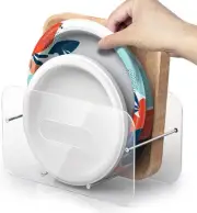 Round/Square Plastic, Foam & Paper Plate Dispenser, Space-Saving Large, Clear