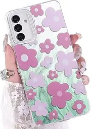 [CASBST] Case for Samsung Galaxy A13 5G/4G, Cute Floral Color Design Pattern for Women Girls Protective Shockproof Slim Feather Yarn Style Phone Cover for Samsung A13/A04s (Sunny Flowers/Green)