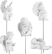 POPETPOP Decorative Angel Garden Stakes : 5pcs Resin Statues Pot Decorative Stakes Fairy Garden Stake for Pot Lawn