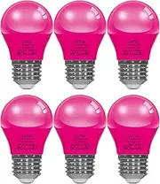 LUTW E27 LED Light Bulb Pink, 40 Watt Equivalent, Lighting Bulbs for Christmas Holiday Halloween Party Decoration, A15/G45 LED Lighting Coloured Bulbs, 5W 450LM Non-Dimmable, Pack of 6