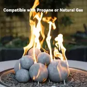 11 Pc 4" Gray Ceramic Fire Balls Firepit Spheres Natural & Propane Fireplaces