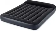 Inflatable Air Mattr Portable Airbed with Built-in Pump & Pillow 152x203x25cm Blow Up Bed for Camping Home Guests Black One Size