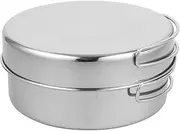Toddmomy Stainless Steel Pot Pan Set for Camping Hiking Outdoor Cooking 4-Piece Portable Cookware Kit