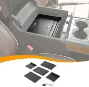 Center Console Locking Storage Safe Box Armrest Organizer For Silverado 2014-18
