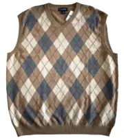 New BROOKS BROTHERS ARGYLE COTTON CASHMERE V-NECK Vest Sleeveless Sweater 2XL