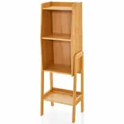 Costway 4 Tier Bamboo Bedside Table Side End Table w/Storage Shelf