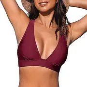 [NLAND] Women's Bikini Top Push Up Backless Bikini Top V Neck Crossover Bikini Bra Top Bikini Swimwear Swimsuit Swimsuits