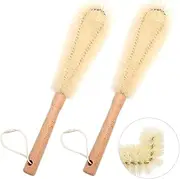 2 pcs Bottle Brushes (31 cm, Nylon Brush Head), with Beech Wood Handle, Cup Brush, Washing Brush with Bendable Head, for Sports Bottles, Tumbler, Kettles, Sink, Baby Bottle, Pot, Dish