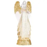 Lighted 13 Inch Gold Glitter Angel Tree Topper with Timer by Raz Imports
