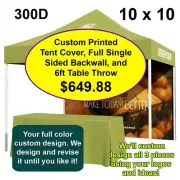Custom Print Combo 10 x 10 Tent Cover 300D With Full Backwall & 6ft Table Throw