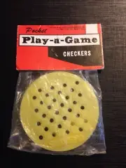 VINTAGE POCKET Play-a-Game CHECKERS New In Package RARE Travel Checkers