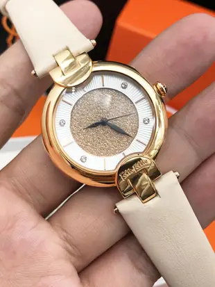 手錶帶 新款FOLLI FOLLIE芙麗手錶皮帶玫瑰金時尚轉珠簡約石英錶防水女錶