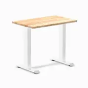 Desky Fixed Height Mini Natural Rubberwood Desk 800 x 500mm White Frame