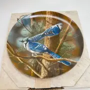 New Edwin M. Knowles “The Blue Jay" By Kevin Daniel Porcelain Plate COA & Box