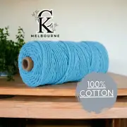 4MM 3ply macrame cord BABY BLUE High Quality Cotton Soft Yarn Supplies Melbourne