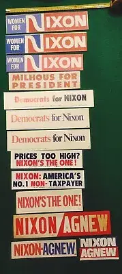 Vintage Lot (13) President Richard Nixon Presidential Campaign Bumper Stickers