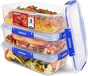 Sistema KLIP IT PLUS Leakproof Food Storage Containers | 2.2 L | Airtight, Stackable & Nestable Meal Prep Containers with Lids | School Lunch Boxes | BPA-Free | 3 Count, Blue