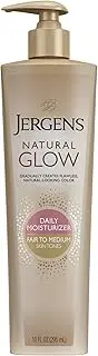 Jergens Natural Glow 3-Day Self Tanner for Fair to Medium Skin Tone, Sunless Tanning Daily Moisturizer, for Streak-free and Natural-Looking Color, 10 Ounce