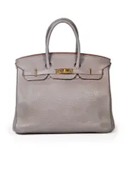 2012 Grey Leather Birkin 35 Etain Togo GHW P Stamp