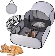 Cat Play Pen,Dog Playpen Cat House Tent - Foldable Enclosure Exercise Playground Tunnel, Interactive Toys for Kitten Puppy Indoor Outdoor Games