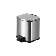 Foot Pedal Stainless Steel Rubbish Bin Garbage Waste Trash Can Square 9L Silver
