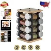 Blyth Revolving Bamboo Spice Rack Carousel with 16 jars for Elegant Kitchens