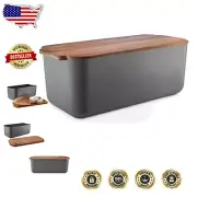 Durable Elephant Grey Bread Bin with Integrated Chopping Board & Crumb Catcher