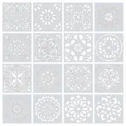 16 Pack Mandala Painting Stencils Drawing Dot Templates For Floor Wall DIY Decor