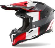 Airoh Aviator 3 Monarch Motocross Helmet, black-grey-red, Size M for Men Black Grey Red