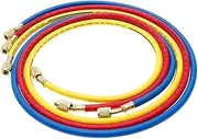 3pcs Refrigerant Charging Hose for R134a, 600-3000 PSI Thread Hose with 3 Colors, 1/4 SAE Air Conditioning Fluoride Hoses,Coolant Fill Hose Set for Automotive Refrigeration,Industrial Cooling(60 inch)
