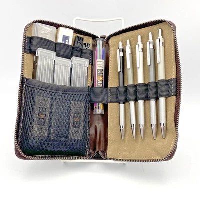 17PCS Metal 2Mm Mechanical Pencil Set in Leather Case, 5 PCS 2.0 Mm Lead Pencil