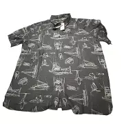 Quicksilver Waterman Collection Shirt Mens 2XL Gray Short Sleeve Sailing Print