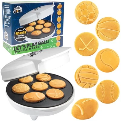 Sports Waffle Maker- Make Breakfast a Slam Dunk- Bakes 7 Themed Pancakes Incl...