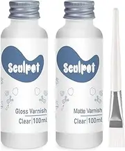 1DFAUL Air Dry Clay Glaze Kit, 2 x 100ml Gloss Matte Clay Varnish Sealant, Water Proof, High Luster Finish, Scratch Resistant, for Craft Pottery