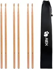 5A Drumsticks AIEX 3 Pair Drum Sticks Classic Maple Wood Drumsticks Wood Tip Drumstick for Students and Adults (with Waterproof Bag)