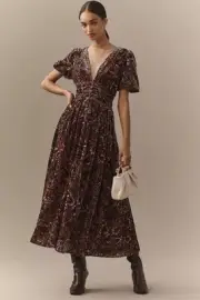 NWT Anthropologie The Katerina Button-Front Dress: Velvet Edition Size 2 Petite