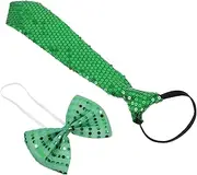 [ANDRESLAD] St. Patrick's Day Decorations Irish Sequin Bow Tie and Necktie Set for Fancy Dress