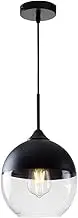 Mengjay Europe Modern Loft Hanging Black Clear Glass E27 Pendant Lights LED Pendant Lights Kitchen Restaurant Bar Living Room Bedroom Living Room Bedroom (C)