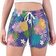 [Joisal] Vintage Elements Oriental Women's Running Shorts with Pockets Hiking Shorts Women with Liner Shorts Womens