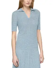 Lafayette 148 New York Pointelle Stitch Polo Shirt
