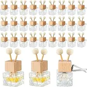 Zubebe 30 Pack Car Air Freshener Diffuser with Vent Clip Empty Glass Bottles for Essential Oil Perfume, Black