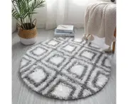 Round Fluffy Rug for Kids Girls Room,23.6 inch Furry Circle Rug for Teen's Bedroom, Plush Shaggy Carpet Cute Nursery Rug$Soft Round Fluffy Bedroom Rug-C