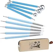9PCS Stylus Tools 5PCS 5 X 2 Way Dotting Tool Rubber Brushes Wipe Out Tools and 4PCS Double-ended Metal Ceramic Clay Dotting Tools with a Storage Case