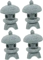 4Pcs Simulation Landscape Pavilion Mini Pond Figurine Fisherman Statues Figurines Ceramic Scene Prop Tiny Pavilion Model Japanese Garden Decor Mini Decor Miniature Sandstone Suite