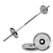 Total 23kg - Barbell Weight Set - 180cm Barbell Bar + 7.5kg x 2 Silver Weight Plate