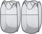 2 Pack Popup Mesh Laundry Baskets, Collapsible and Portable Clothes Washing Laun